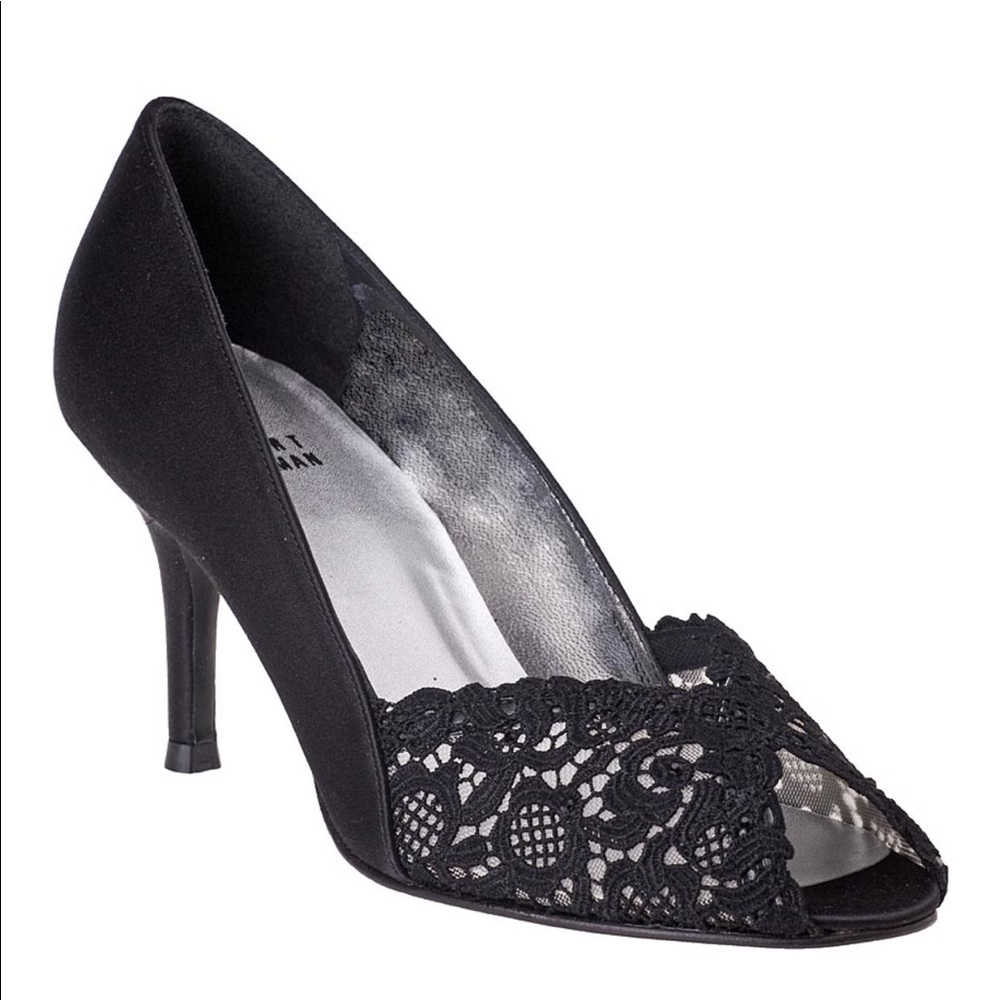 Stuart Weitzman Chantelle Black Satin Heel